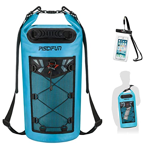 Image of Piscifun Dry Bag, Waterproof Floating Backpack 5L /10L /20L /30L /40L with Waterproof Phone Case for Boating, Kayaking, Fishing