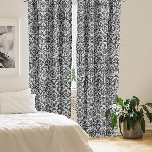 Ambesonne MICP_56762_56X63 Baroque Window Curtains, Vintage Lace Style Pattern Of Antique Victorian Motifs Renaissance Influences, Lightweight Decor 2-Panel Set thumb #3
