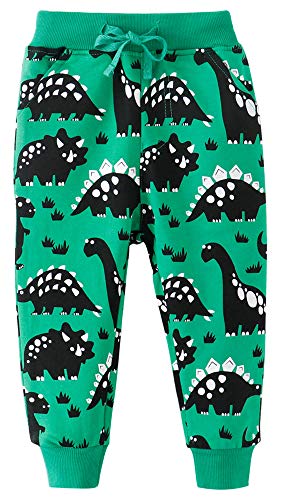 EULLA Baby Boy's Jogger Pants Dinosaur Car Animal Print Drawstring Elastic Sweatpants