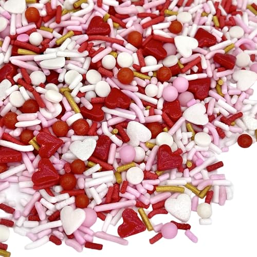 Manvscakes | Lip Service Sprinkle Mix | Valentine Sprinkles | Cookie Sprinkles | Cake Sprinkles | Pink And Red Sprinkles