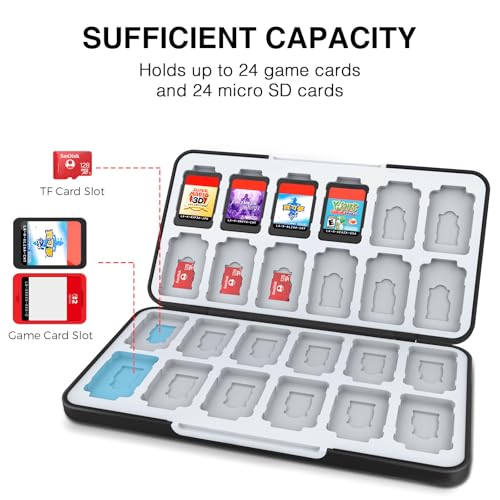 HEIYING Game Card Case for Nintendo Switch 2/ Switch OLED / Lite,Custom Pattern Memory Storage Holder with 24 Game Card Slots and 24 Micro SD Cards Slots