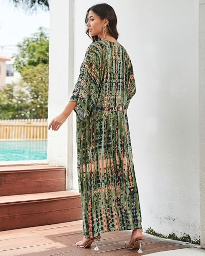 Image of Bsubseach Stylish Tie Dye Open Front Long Kimono Swimsuit Coverup for Women | Loose Fit Boho Style Bathing Suits Cardigans,Summer Causal Resort Wear