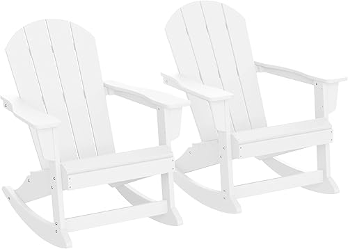 Miniatura 3 de WestinTrends Malibu - Juego de 2 sillas mecedoras Adirondack de polietileno para exteriorespatio (2 plazas), color blanco