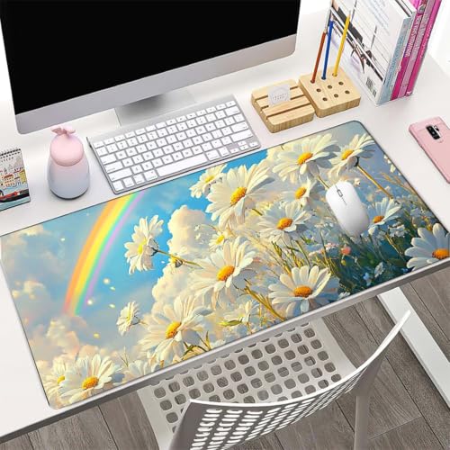 Mouse Pad Imperméable Grand Format et Accessoire Bureau Blanc Ordinateur