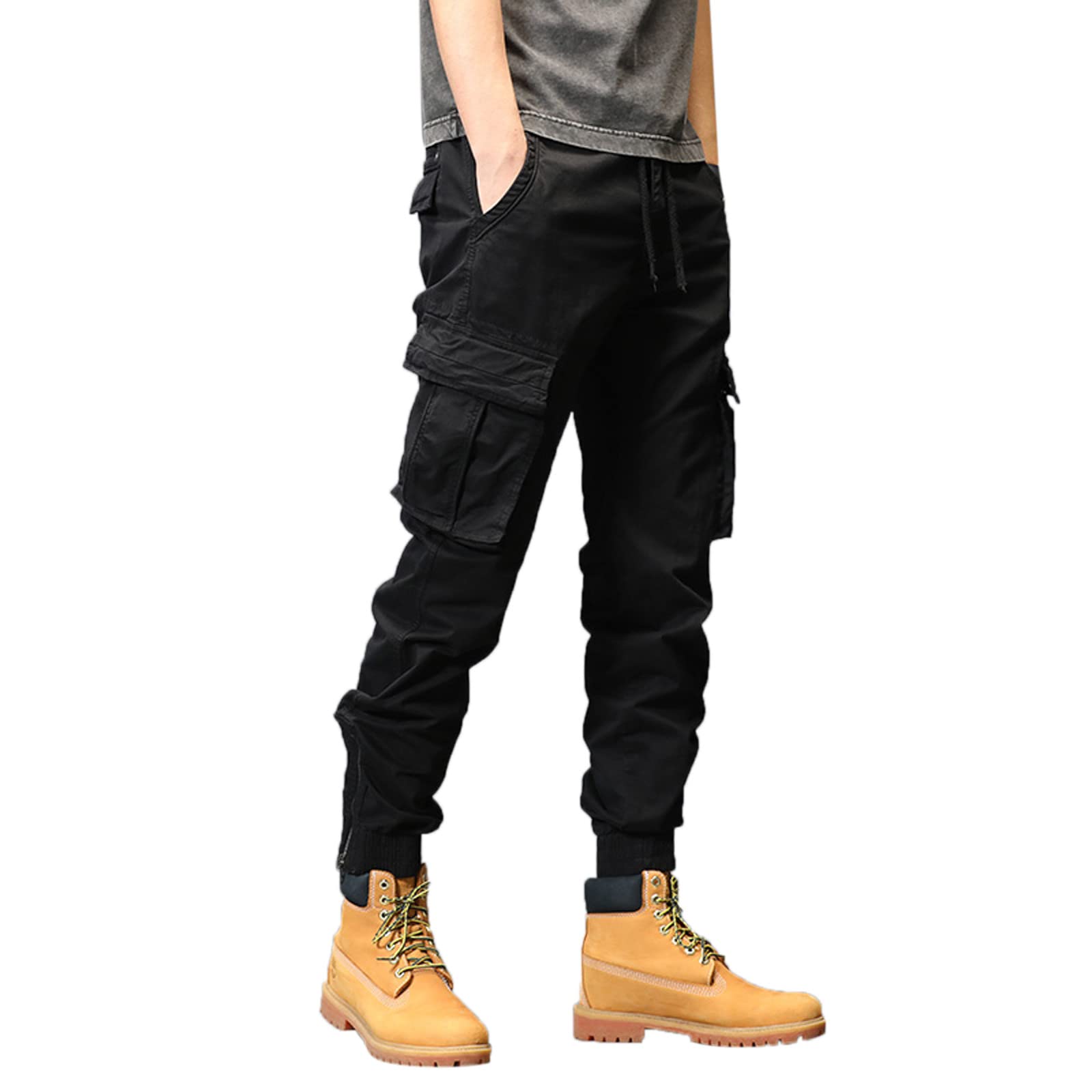 Genérico Pantalones a Cuadros para Hombre Pantalon Chandal Hombre Pantalón Cargo De De Corte Ajustado Pantalón Rectos con Múltiples Bolsillos con Botón a Presión Pantalones Chándal