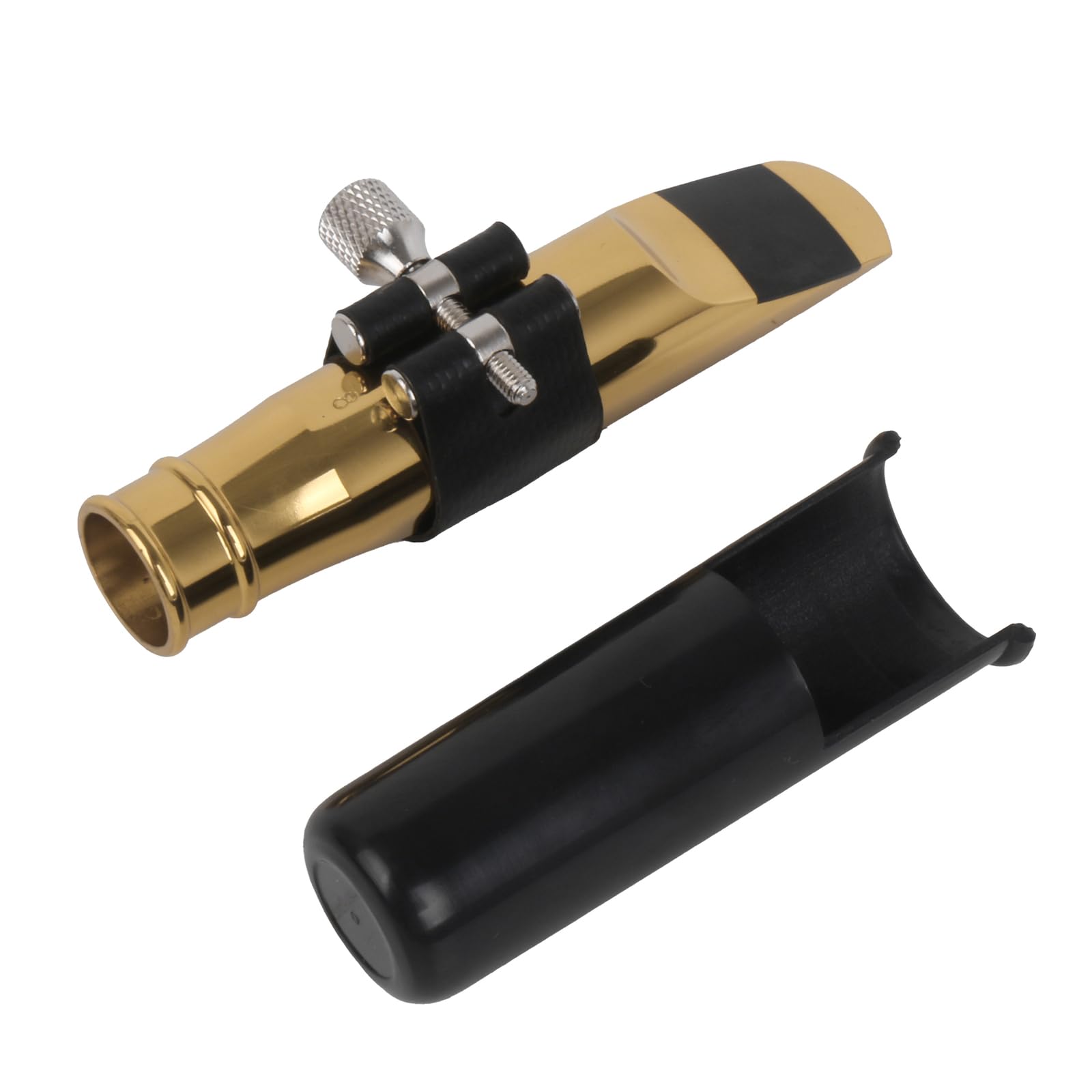 Embouchure de saxophone ténor plaqué or style jazz 8# avec capuchon en cuir PU