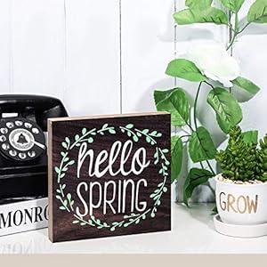 Jetechellospringwoodensignspringtabledecorationsmallrusticeasterwoodsignfarmhousestandingblocksignspringtablecenterpiecespringdecorationforhomelivingroom6x6inch Urban Country Home Decor Jetec hello spring wooden sign spring table decoration small rustic easter wood sign farmhouse standing block sign spring table centerpiece spring decoration for home living room 6 x 6 inch urban country home decor