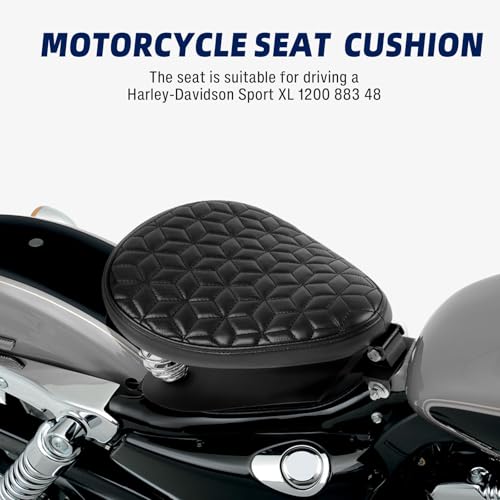 Image of DREAMIZER Motorcycle Seat Cushion Driver Solo Seats with Spring Bracket PU Leather Compatible with Harley Honda Yamaha Kawasaki Sportster Iron 883 1200 Chopper Bobber Cafe Racer-Rhombic Breathable