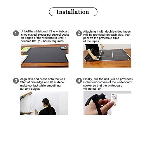 Magnetic Whiteboard Sticker, 94" X 48" Dry Erase Whiteboard Contact Paper For Wall, Dry-Erase Board Wallpaper For School/Office/Home, Includes 4 Markers, Non-Adhesive Back #TOP6