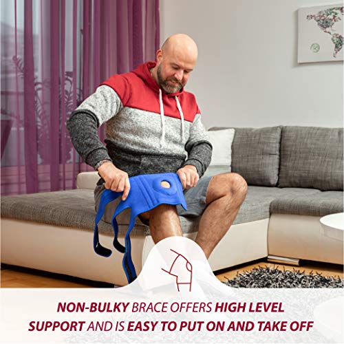 Image of Adjustable Knee Brace Support - Plus Size Knee Brace for ACL, MCL, LCL, Sports, Meniscus Tear. Open Patella Knee Brace for Arthritis Pain and Support for Women, Men, Youth (XL / 2XL / 3XL Blue)
