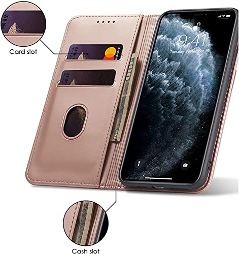 Étui portefeuille iPhone 13 rose avec support pour les trajets - 4
