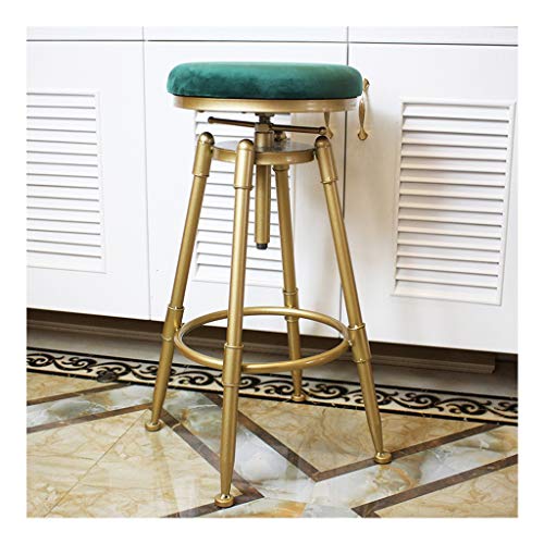M-JJZX Silla De Taburete con Respaldo para La Cocina Pub Bar Taburetes Altos Patas De Metal Doradas Sillas De Comedor Terciopelo Cojín De Altura Ajustable (Color : Green, Edition : B)