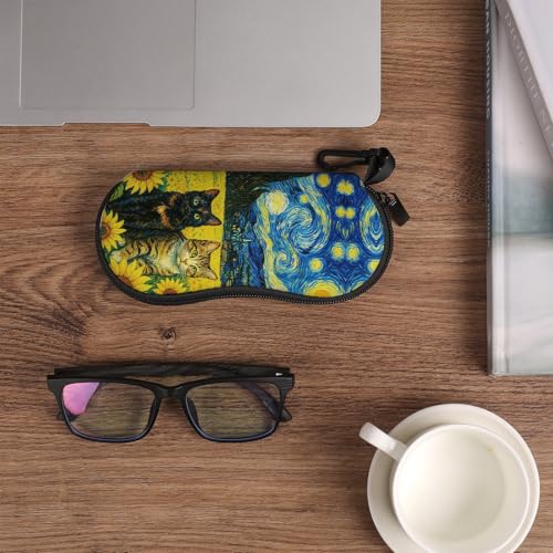 Image of Sunglasses Soft Case, Cute Ultra Light Portable Neoprene Zipper Eyeglass Glasses Case with Belt Clip for Men Women