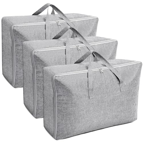 AiQInu 3 Pezzi Grandi contenitori per Vestiti 105L+84L+70L, Impermeabile Contenitori Sottoletto con Maniglia, Salvaspazio Pieghevole Organizzatore Armadio per Abbigliamento Coperte Piumoni