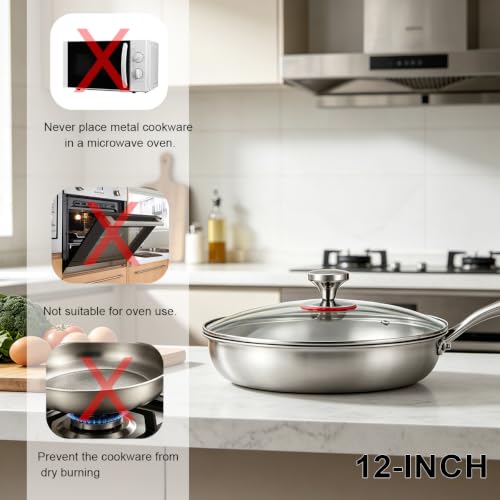 12-Inch Titanium Pro Pan Hammered Frying Pan with Lid - image 6