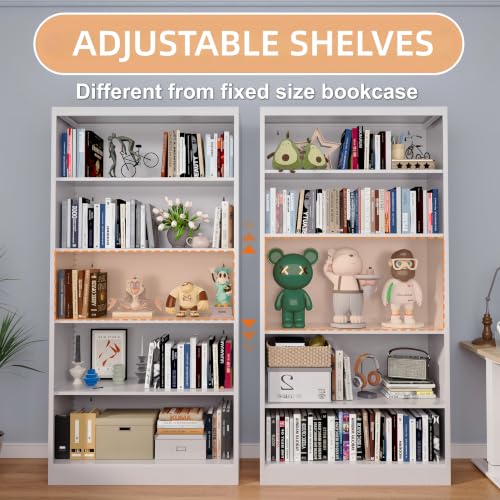 Image of Large Vinyl Record Storage Cabinet, Heavy-Duty Metal Record Player Stand with Adjustable Shelves, 66 inch H Media Shelf Organizer for LP Albums, Turntable & Audio Equipment, White