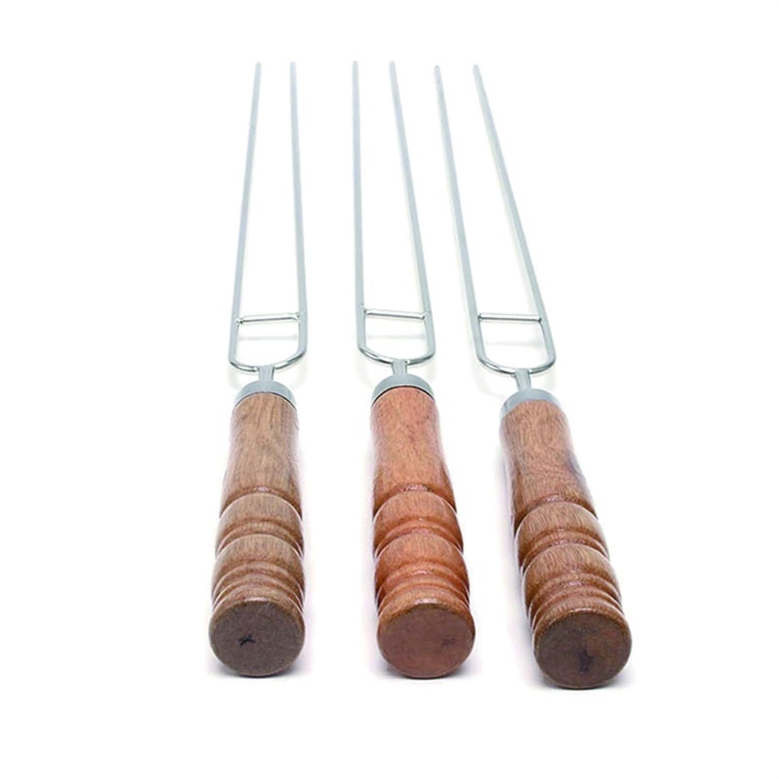 vfdaSWQQ BBQ stick, Kebab Skewers, Barbecue Wooden Handle Bbq Needle Stick Compatible with Outdoor Camping Picnic Tools Cooking