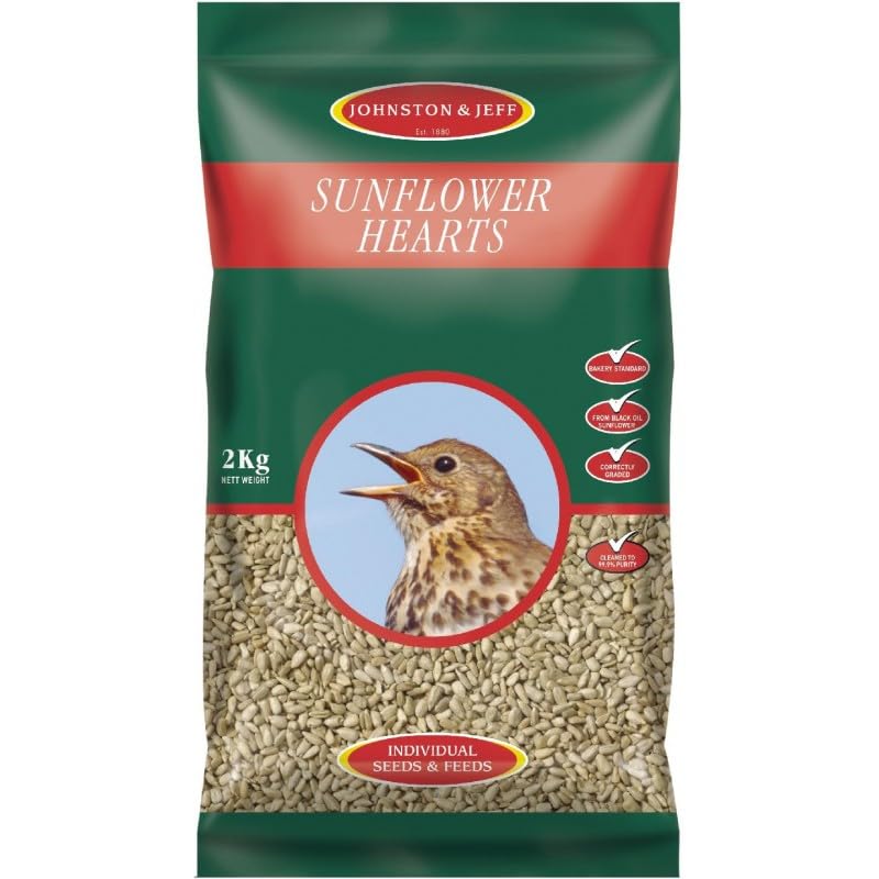 2kg Sunflower Hearts For Wild Birds - Bird Food/Feed - High-Protein, Oil-Rich Wild Bird Seed - Ideal Feed for All Bird Species