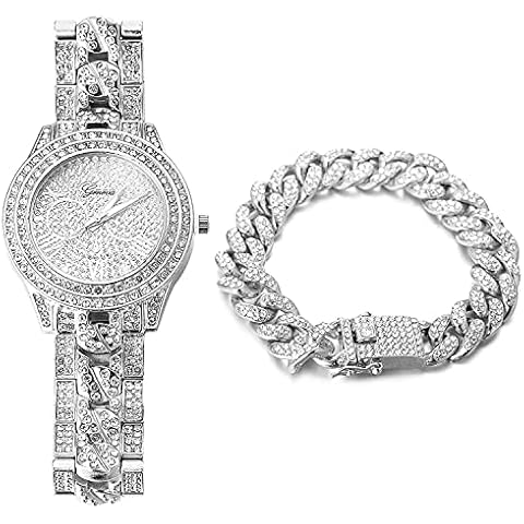 HALUKAKAH Reloj de Oro Hombres Iced out Cover