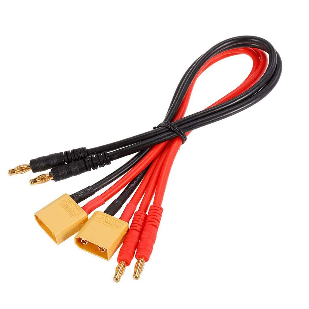 2 Pack XT90 Charging Cable XT90 to 4.0mm Banana Connector Adapter Charger Wire 30cm 11.8inch 12awg Lipo Battery Charge Lead for FPV RC Power Supply