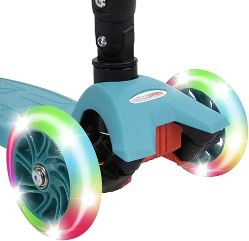 Miniatura 3 de ChromeWheels Patinetes para niños, scooter plegable de lujo, 4 alturas ajustables, 132 libras, límite de peso de 3 ruedas, ruedas de luz LED