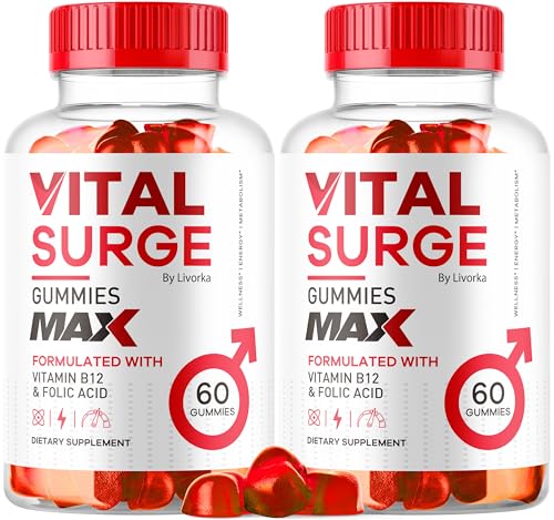 (2 Pack) Vital Surge - Vital Surge for Men Max Maximum Strength 1050 MG VitalSurge Supplement Support Gummy Advanced Formula Premium Vitamin Gomitas (120 Gummies)