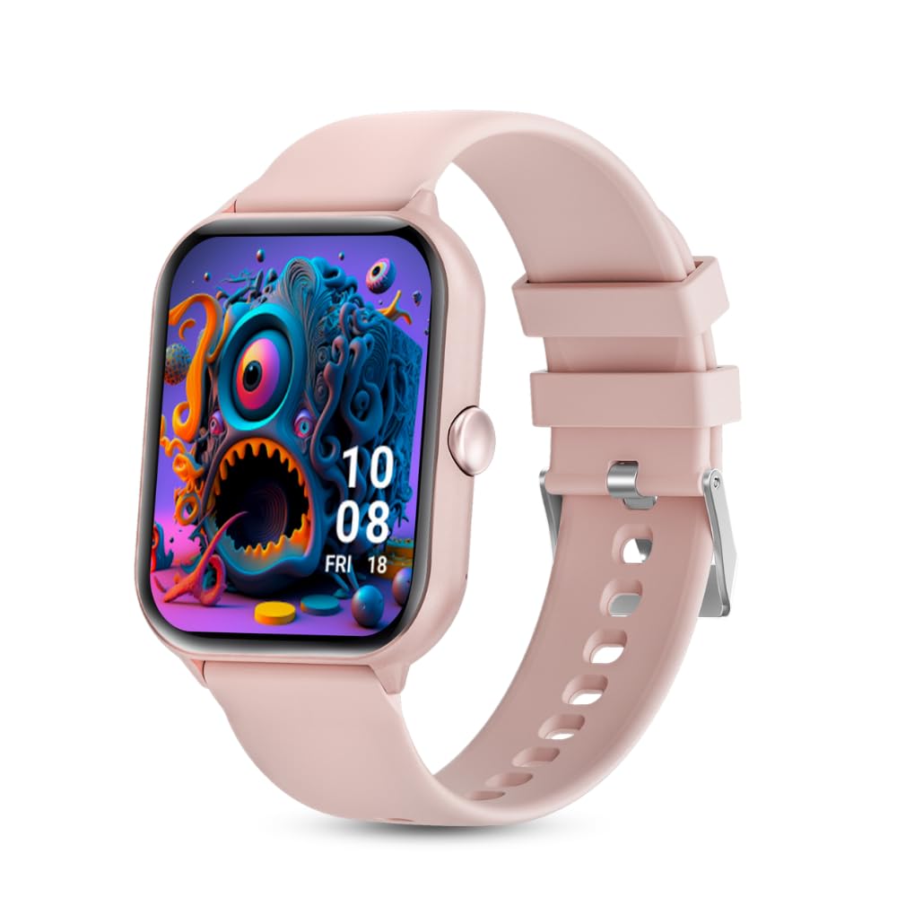 RAT Samurai Calling G35-SW Smartwatch | 1.95" TFT Display with Gesture Control, BT Calling, DIY Watch Face Studio, HeartRate & Blood Oxygen Tracking Smartwatch for Men & Women - Rose Gold (Pink)