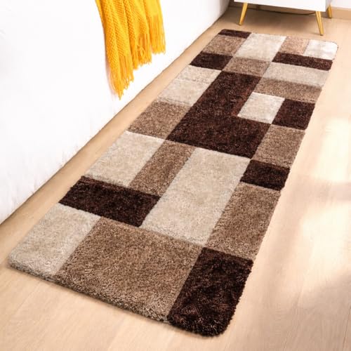 Image of 2x5 feet Soft Runner Rug for Living Room and Bedroom, Modern Indoor Floor Carpet with Non-Slip Backing, Comfortable Decorative Home Decor Rug, Easy Clean & Durable- (3D Coffee B, Rectangular)
