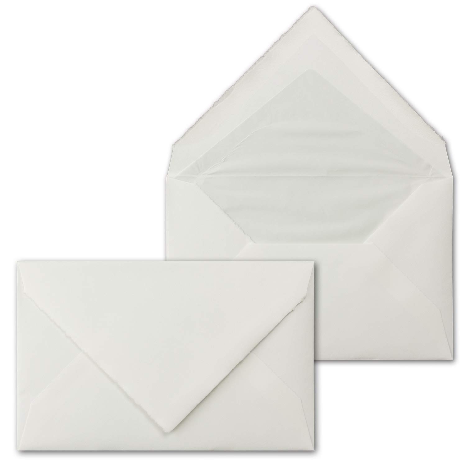 50x Vintage Kartenset aus Büttenpapier - DIN A6 Faltkarten mit DIN C6 Briefumschläge gefüttert - hochdoppelt - Naturweiß - Grußkarten Set