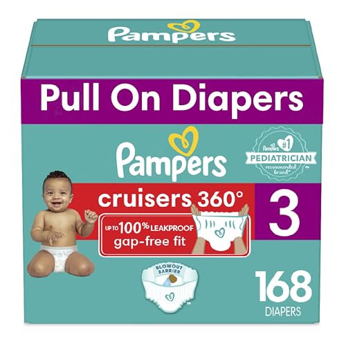 Image of Pampers Cruisers 360 Diapers - Size 3, One Month Supply (168 Count), Pull-On Disposable Baby Diapers, Gap-Free Fit