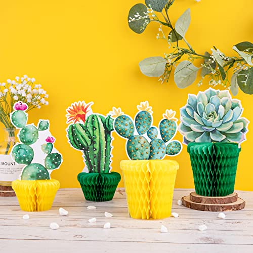 Whaline 10Pcs Cactus Honeycomb Centerpiece Potted Succulent Paper Table Topper Rustic Bloom Theme Summer Party Table Decoration For Birthday Hawaiian Luau Baby Shower Photography #TOP4