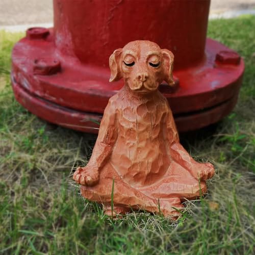Estatua de perro meditación de resina en pose yoga miniatura 5