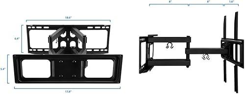 Miniatura 9 de Mount-It! Soporte de pared para TV de movimiento completo, brazos dobles articulados resistentes, soporte de pantalla plana de perfil bajo con
