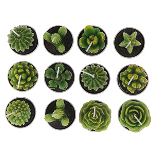 HOOTNEE 12pcs Tealight Candles Decorative Plant Candles Holders for Bedroom Party Wedding Decor Lifelike Shape Burning Smokeless Paraffin Wax