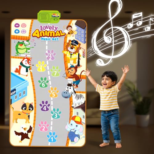 Image of Baby Lovely Animal Music Mat - Educational Piano Mat with Piano Keys, Sounds, Animal Designs - Stimulates Baby's Senses & Motor Skills - Perfect for 12 Months+, Size - 100x60 CM