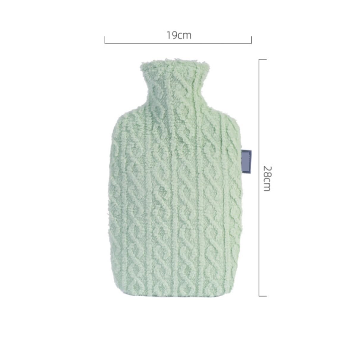 Bolsa Agua Caliente Bolsa De Agua Caliente Goma Felpa, Manos Calientes, Cintura, Botella PVC Térmica(Grün,19x28cm)