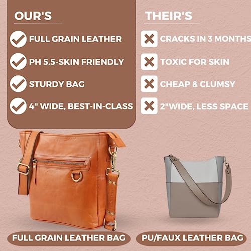 Urban Leather Crossbody Bags For Women Large Crossbody Purses For Women, Genuine Leather Women's Crossbody Handbags Brown #TOP5
