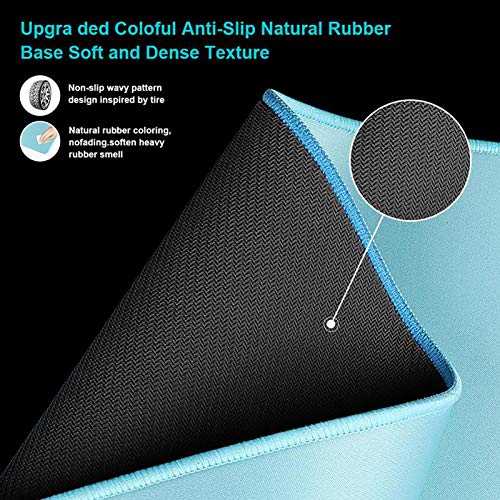 Mouse Pad With Stitched Edge, Premium Waterproof Computer Mouse Pads Gaming Mat, Non Slip Natural Rubber Mousepad For Laptop, Home&Office, 12.6X10.6X0.12In, Mint Green/Black Base #TOP3
