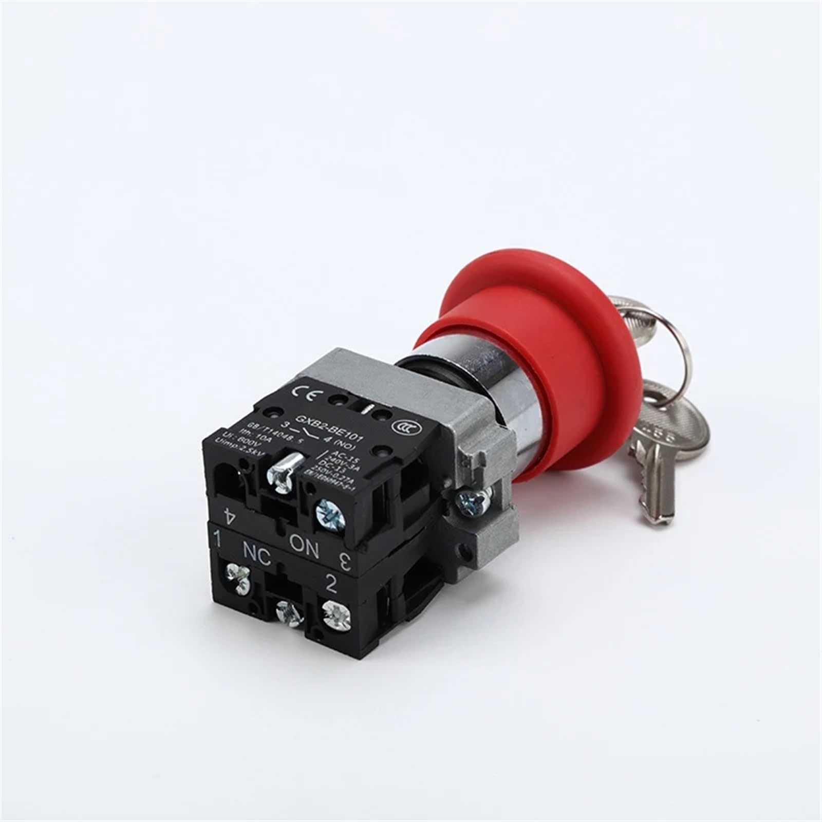 1 bouton d'arrêt d'urgence XB2 22 mm - Interrupteur rotatif à verrouillage - 1NO/1NO1NC - Verrouillage d'urgence (1NO1NC)