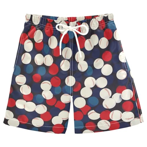 Boys Beach Board Shorts Baseball Ball Sport Swim Trunk Teen Swimwear 8-16Y Multicolor