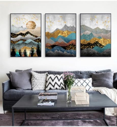Impression peinture décor moderne triptyque abstrait 40x60cm encadré - 4