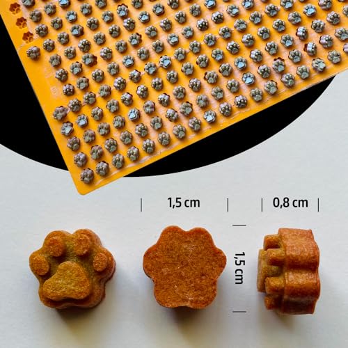 Collory Mini Pfoten (1,5 cm) Silikon Leckerli Backmatte, Hundekekse selbst backen, Schokoladenform, Bonbonform, Material antihaftend und lebensmittelecht (BPA-Frei) (Türkis)