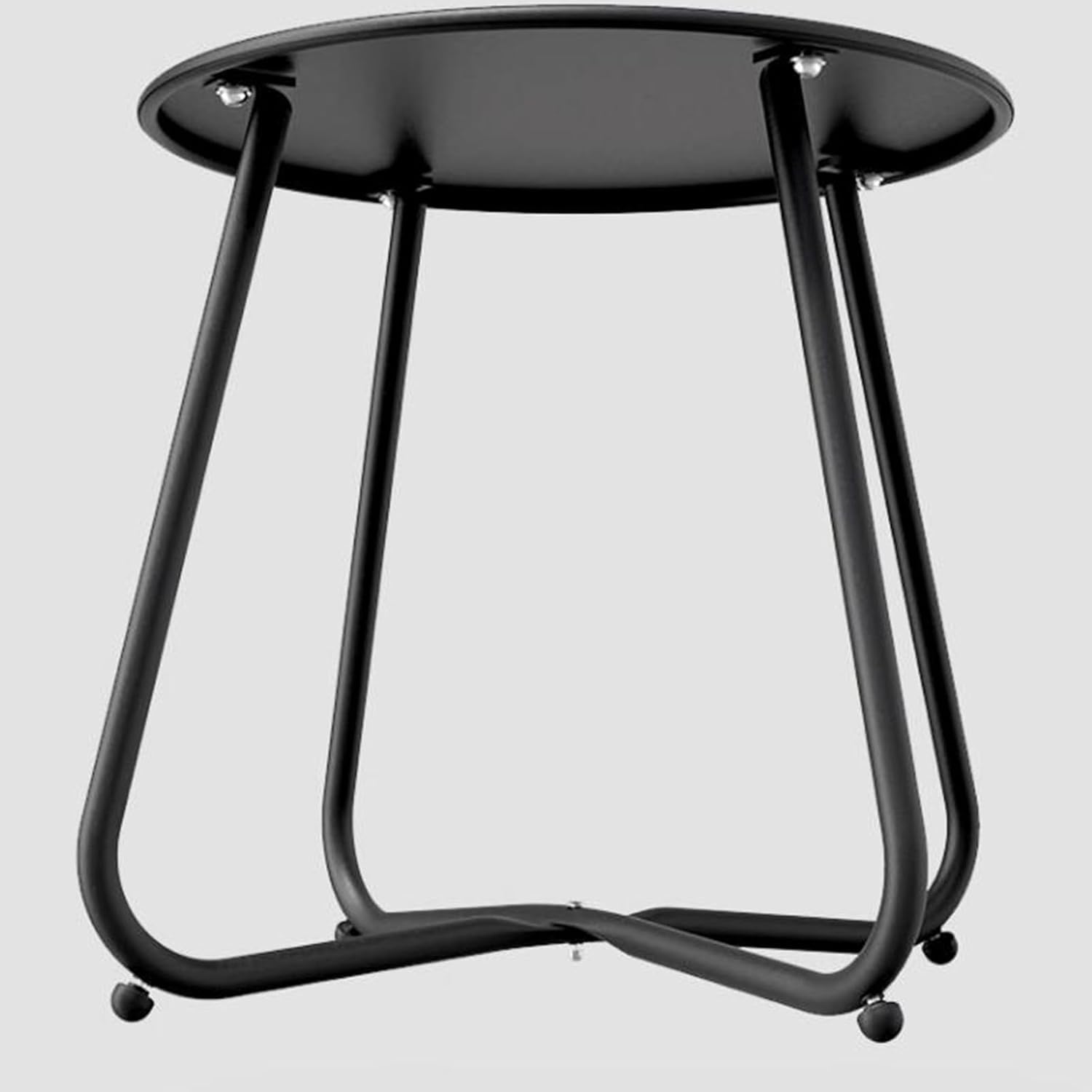 BERARDI HOME | Tavolino Rotondo in Metallo, 45x45 cm, Impermeabile, Design Minimal, per Interno ed Esterno, Nero
