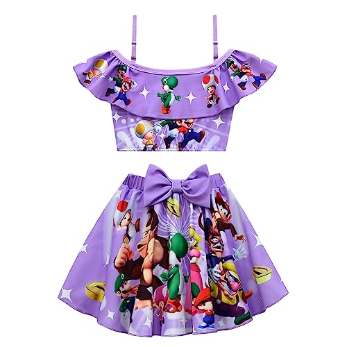 Girls Swimsuit,1/2 Piece Swimming Suits Movie Graphic Bathing Suit Gift Swimwear for Girls 3-9Years