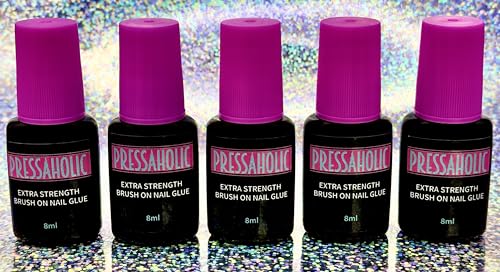 Pressaholic Brush on Extra Strength Nail Glue- Long Lasting, Extra Strong, Brush on Nail Glue Best Nail Glue Available