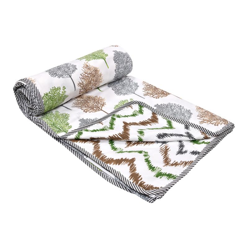 Sentiments Evergreen Dohar Single Size Cotton Lightweight Printed Dohar/Blanket | Dohar 75 Green Tree-image-1