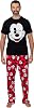 Disney Men's Classic Mickey Mouse Pajama Tee and Lounge Pant Set, BlackRed Mickey, Size Medium