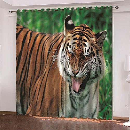 LWXBJX Opacas Cortinas Dormitorio - Animal Tigre - Impresión 3D Aislantes de Frío y Calor 90% Opacas Cortinas - 200 x 160 cm - Salon Cocina Habitacion Niño Moderna Decorativa Cover