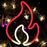 Diseño único: el diseño único de la luz de neón presenta la forma de una llama. El letrero luminoso emite dos luces brillantes en rojo y blanco cálido, creando un ambiente cálido y apasionado. Los letreros luminosos son una maravillosa existencia, ya sea para regalar o como decoración.