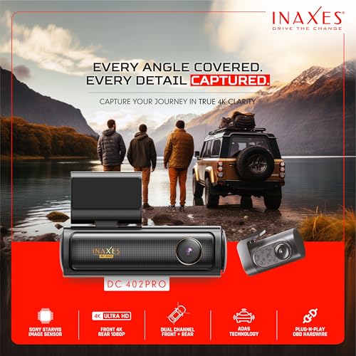 Image of DC 402PRO True 4K Ultra HD Dual Channel Dashcam (Front+Rear - 2026 Edition)| Starvis Image Sensor| Plug-N-Play OBD Hardwire for Parking Mode| ADAS | GPS| WiFi & APP Support|Loop Recording